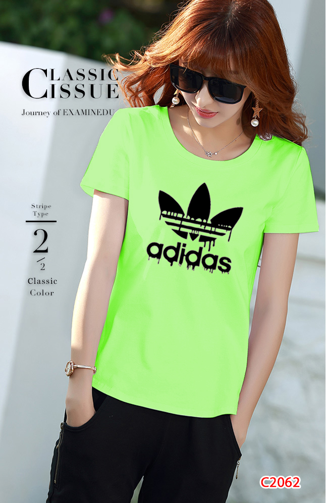 Ao thun nu in logo adidas c2062