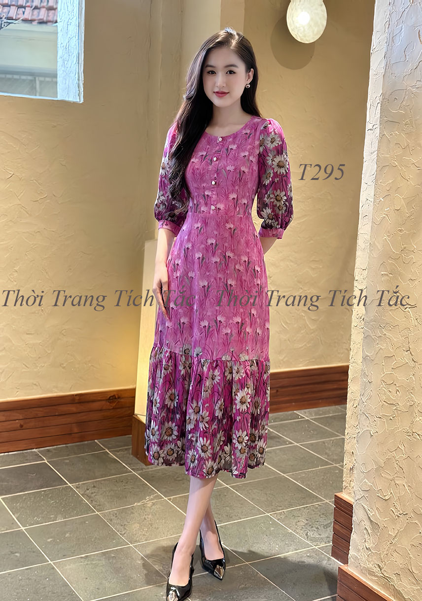 Dam xoe nhe chan beo voan canh bong mau hong e295 5