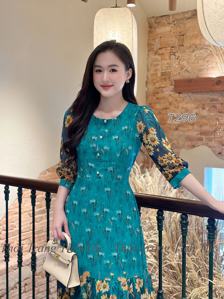 Dam xoe nhe chan beo voan canh bong mau xanh e296 2