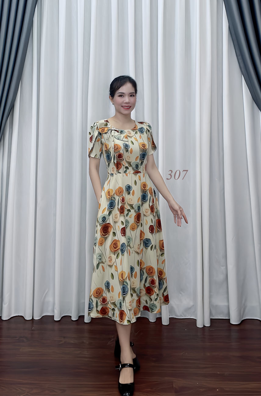 Dam xoe lua mango 5d co dinh no hoa tong nau e307 3