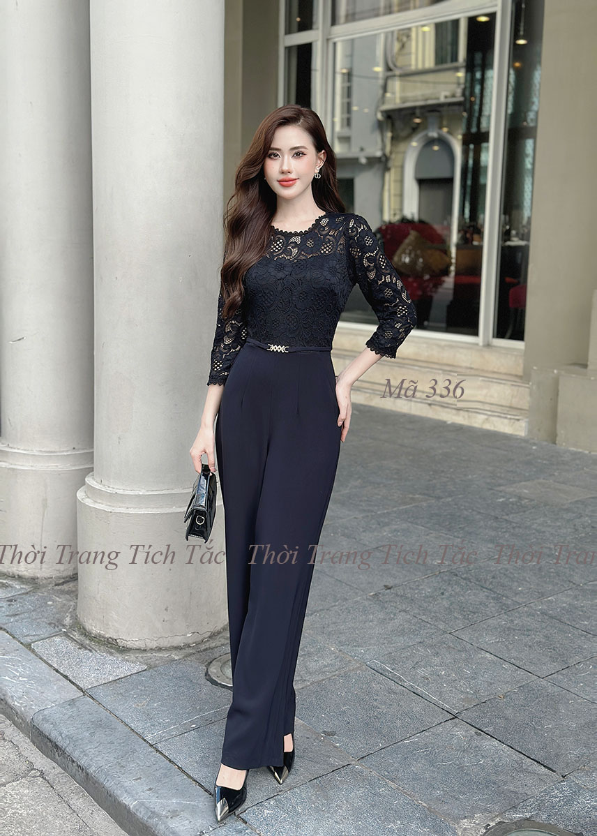 Jumpsuit phoi ao ren mau den e336 10