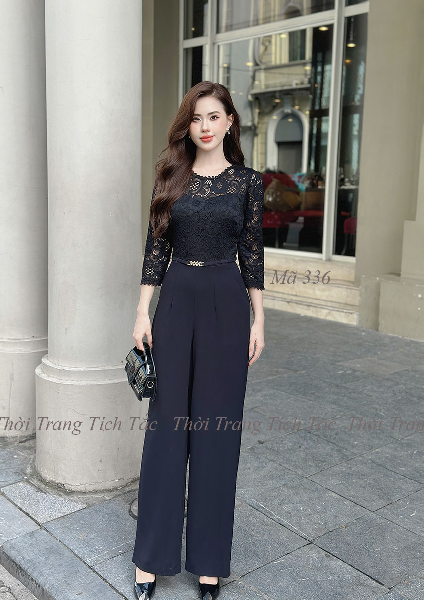 Jumpsuit phoi ao ren mau den e336 9